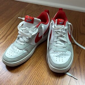 Nike court borough low Red and White Athletic Shoes